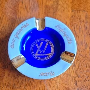 Vintage Blue Gold Porcelain Ashstray Paris France